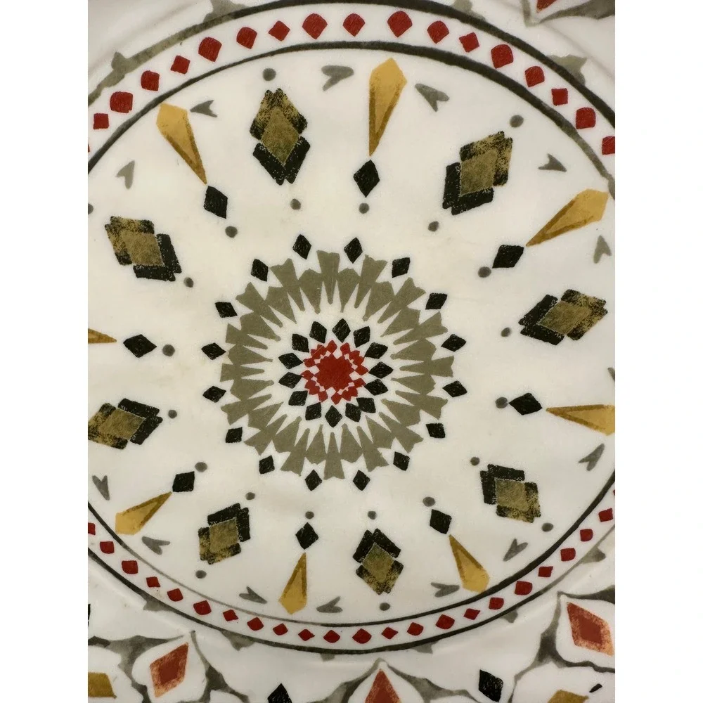 Threshold Dinner Plates Cream Multicolor Melamine Geometric Mandala Set of‎ 4